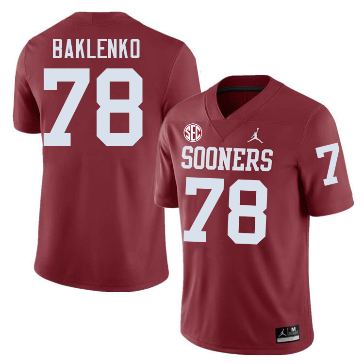 Oklahoma Sooners #78 Luke Baklenko College Football Jersey Stitched-Crimson